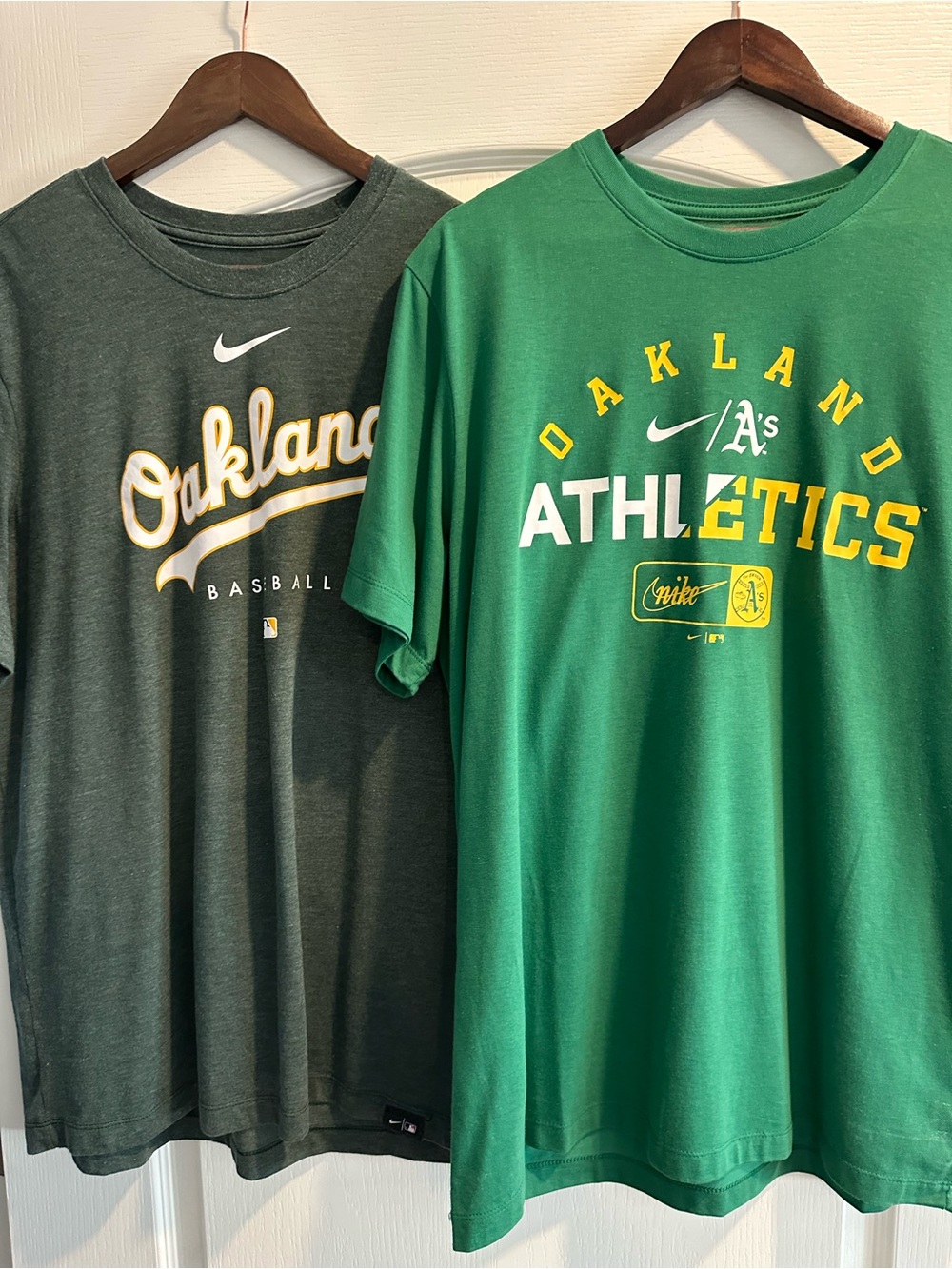 Nike Green and Dark Green Oakland Athletics Graphic Tees